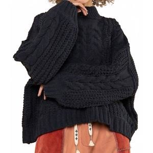 NEW POL chelsey mock neck chenille sweater in charcoal
